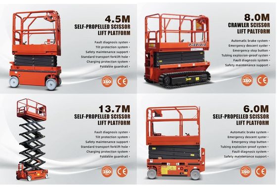 6m 8m 10m Auto-propulsão de tesoura elétrica de elevação plataforma de trabalho aérea 230kg Carga